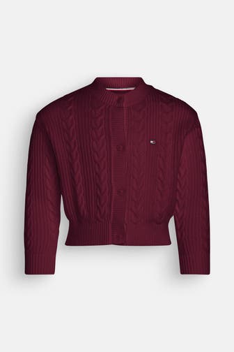 TOMMY HILFIGER Strickjacke weinrot