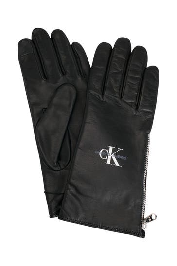 CK JEANS Lederhandschuhe schwarz