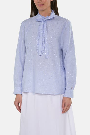 TOMMY HILFIGER Blusenshirt hellblau gestreift