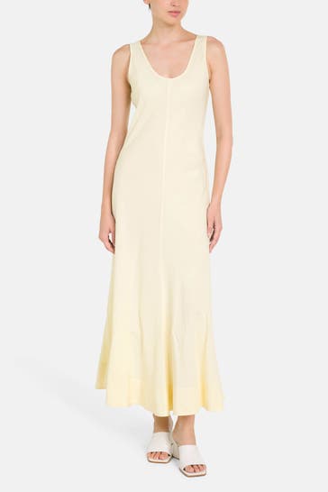TOMMY HILFIGER Leinenmix-Maxikleid hellgelb