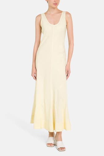 TOMMY HILFIGER Leinenmix-Maxikleid hellgelb
