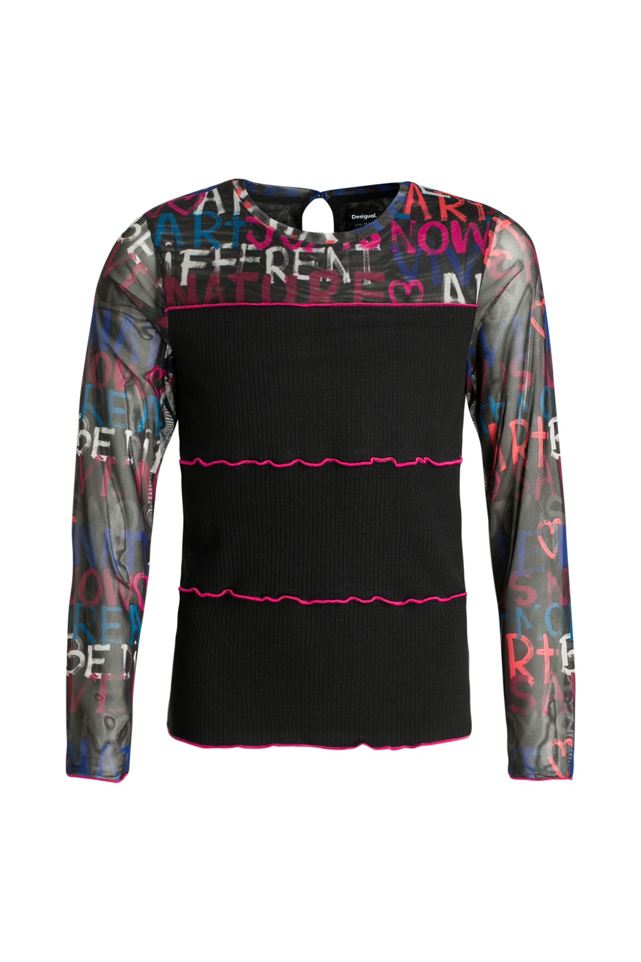 DESIGUAL Longsleeve schwarz gemustert , Bild 1