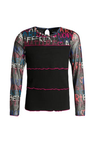DESIGUAL Longsleeve schwarz gemustert