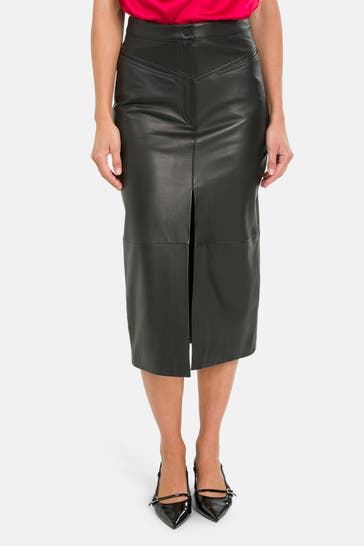 HUGO Lederrock 'Lanni' schwarz