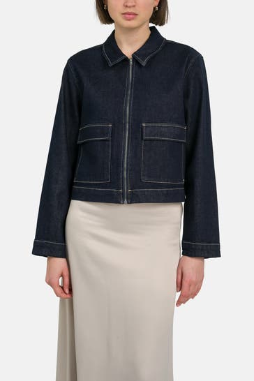 COMMA, Jeansjacke dunkelblau