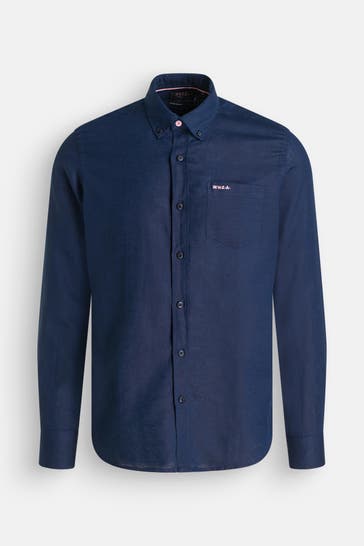 NEW ZEALAND AUCKLAND Leinenmix-Hemd 'Clayton' navy