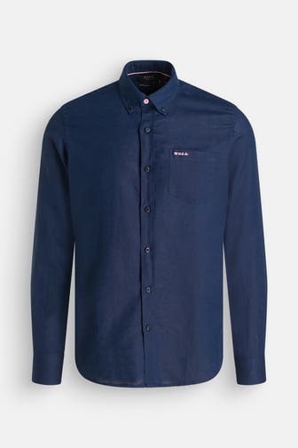 NEW ZEALAND AUCKLAND Leinenmix-Hemd 'Clayton' navy
