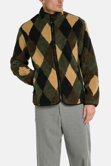 !SOLID 'Reagan Pile' patterned teddy fleece jacket