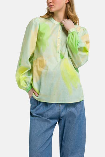 0039 ITALY Blusentop 'Anni' mint gemustert