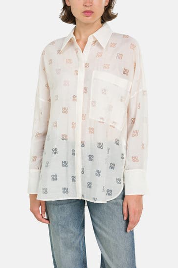 HUGO Casual-Bluse 'Essence' gemustert