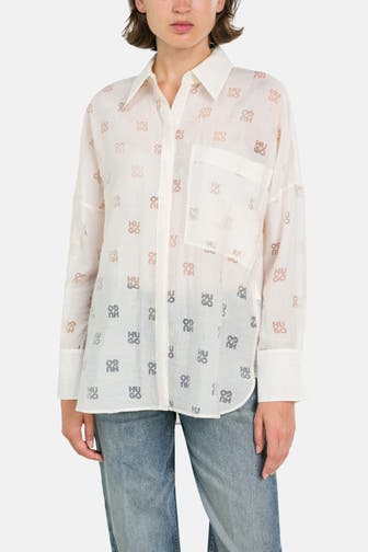 HUGO Casual-Bluse 'Essence' gemustert
