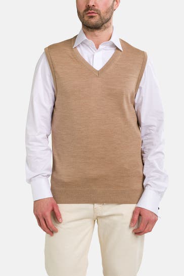 MAERZ MUENCHEN Schurwoll-Pullunder braun