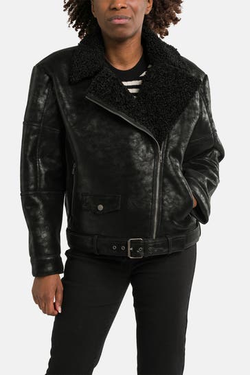 GUESS Kunstlederjacke schwarz