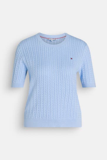 TOMMY HILFIGER Strickshirt hellblau