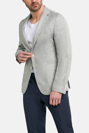 BOSS Leinenmix-Sakko 'Hanry' hellgrau