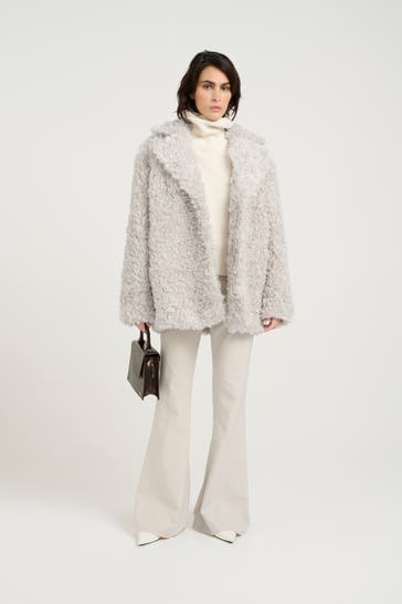 GESTUZ Teddyfellmantel 'Shilly' greige