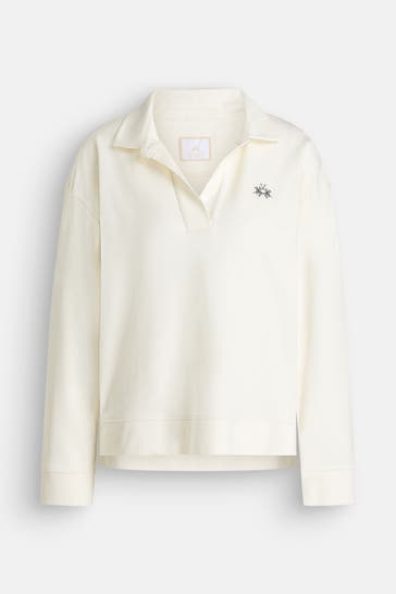 LA MARTINA Langarm-Polo 'Bridger' ecru
