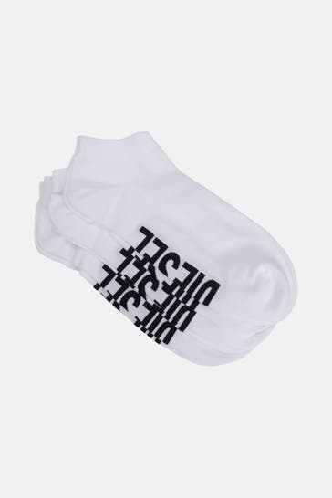 DIESEL 3er-Pack Sneaker-Socken 'SKM-Gost' weiß