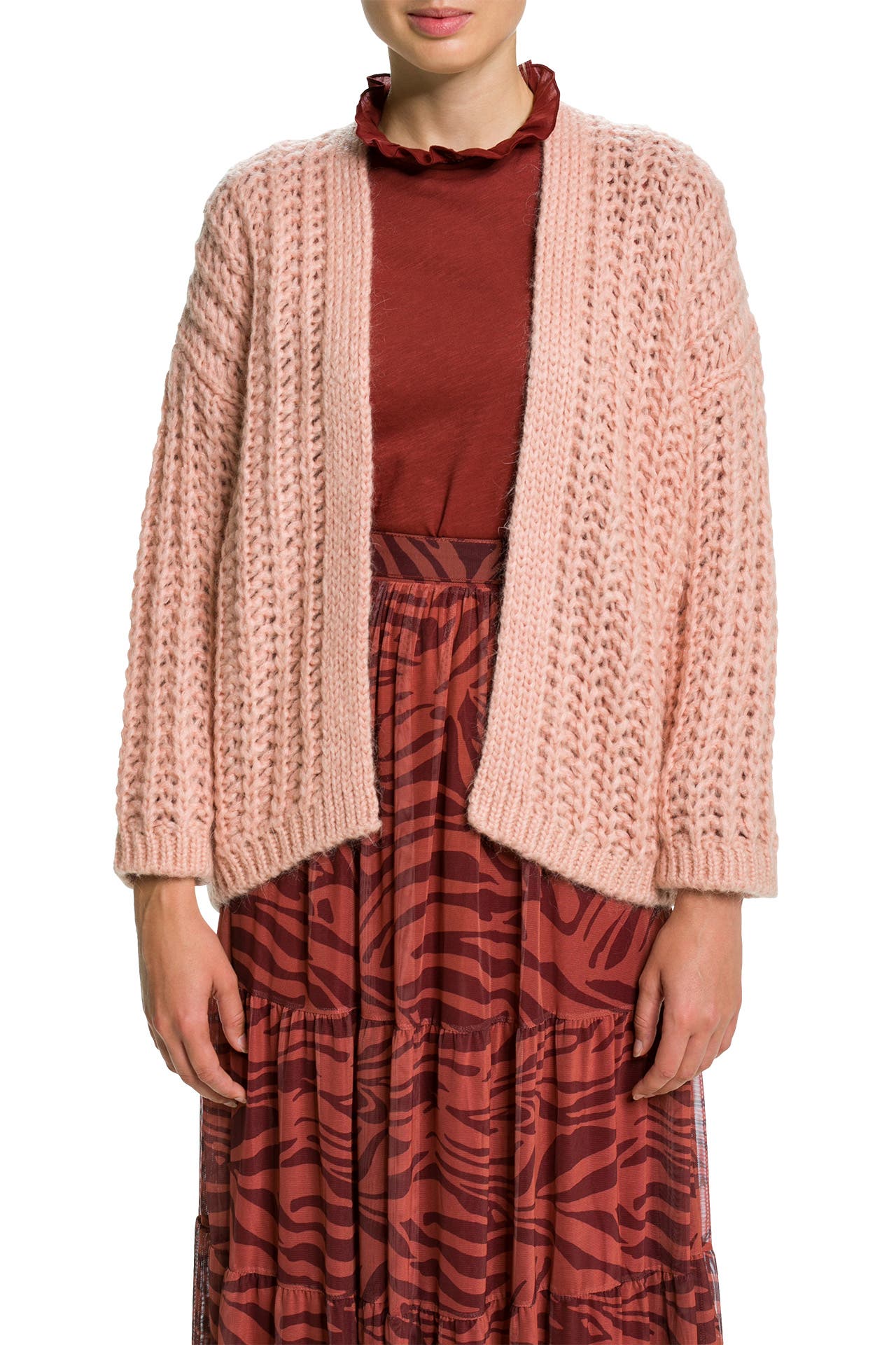 Cardigan Femme Rich & Royal Taille 36 - Couleur Crème/bleu - Occasion Très Bon état - Style Décontracté