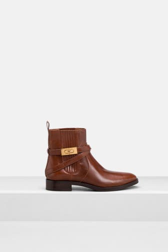 TORY BURCH Lederstiefeletten cognac