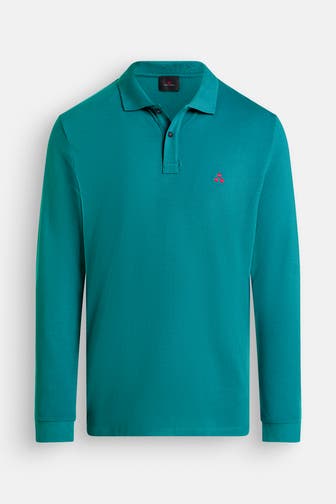 PEUTEREY Langarm-Polo 'Saber' petrol