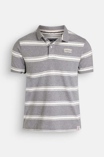 SUPERDRY Polo-Shirt grau gemustert