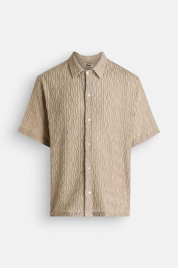 WOODBIRD Kurzarmhemd 'Sunny' beige