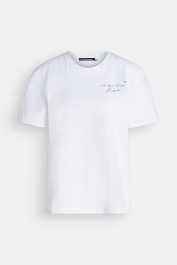 KARL LAGERFELD T-Shirt 'Paris Rhnstn Hvy' weiß