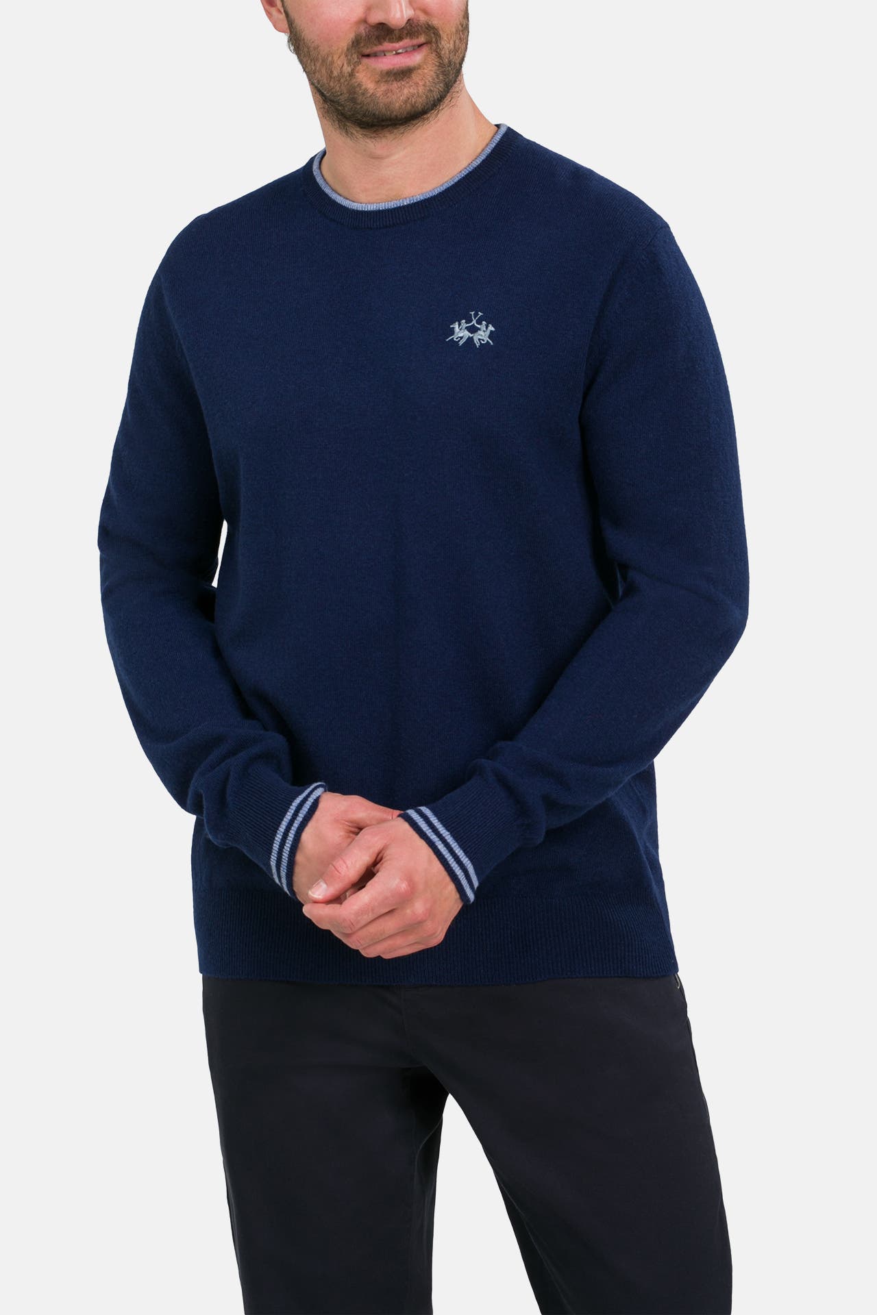 LA MARTINA Wollmix-Pullover 'Tiger's Eye' dunkelblau, Bild 1