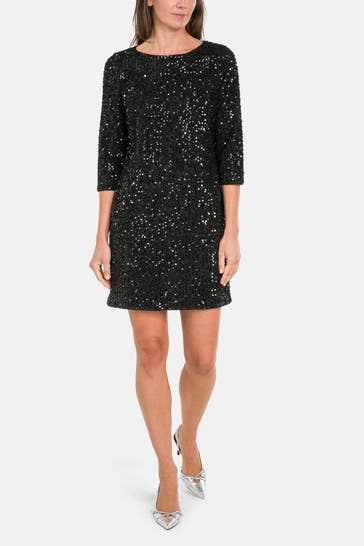 COMMA, Paillettenkleid schwarz