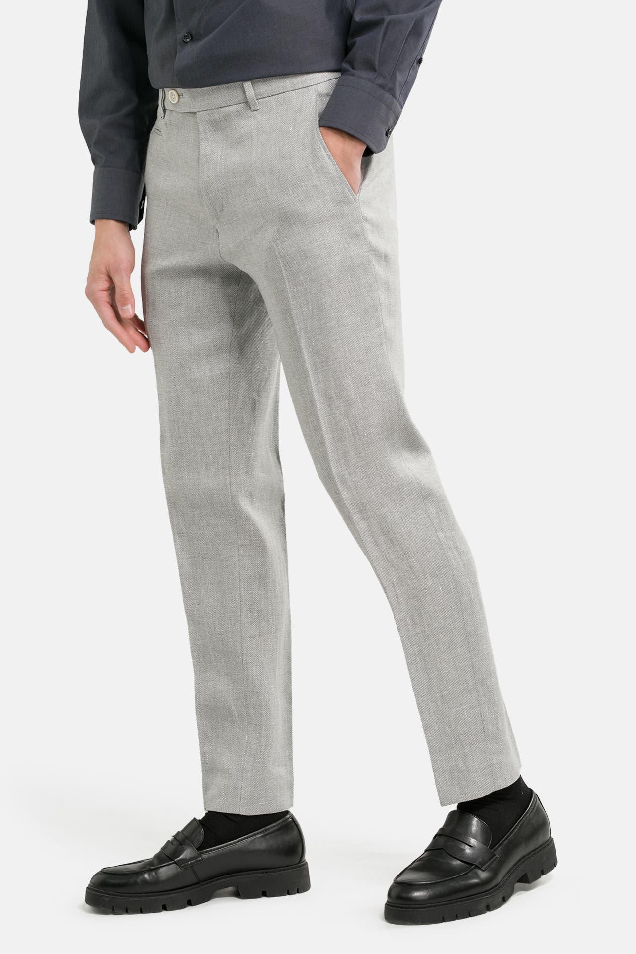 BOSS Leinenmix-Stoffhose grau, Bild 1