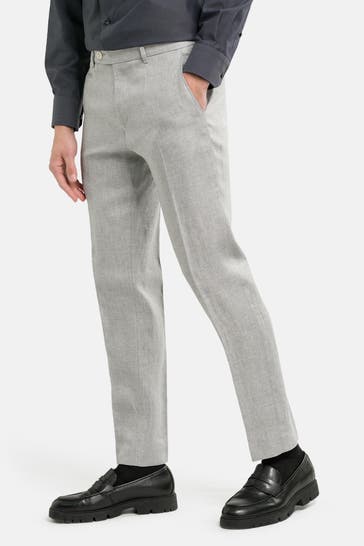 BOSS Leinenmix-Stoffhose grau