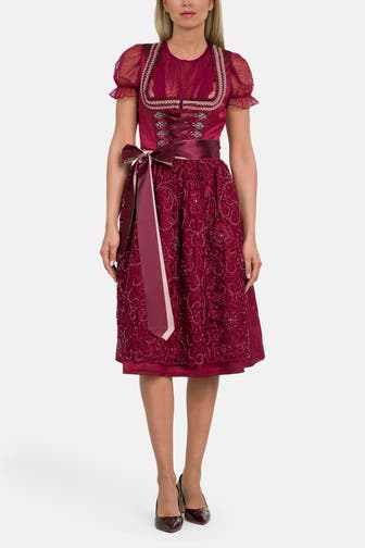 KRÜGER Dirndl 'Flamenda' weinrot