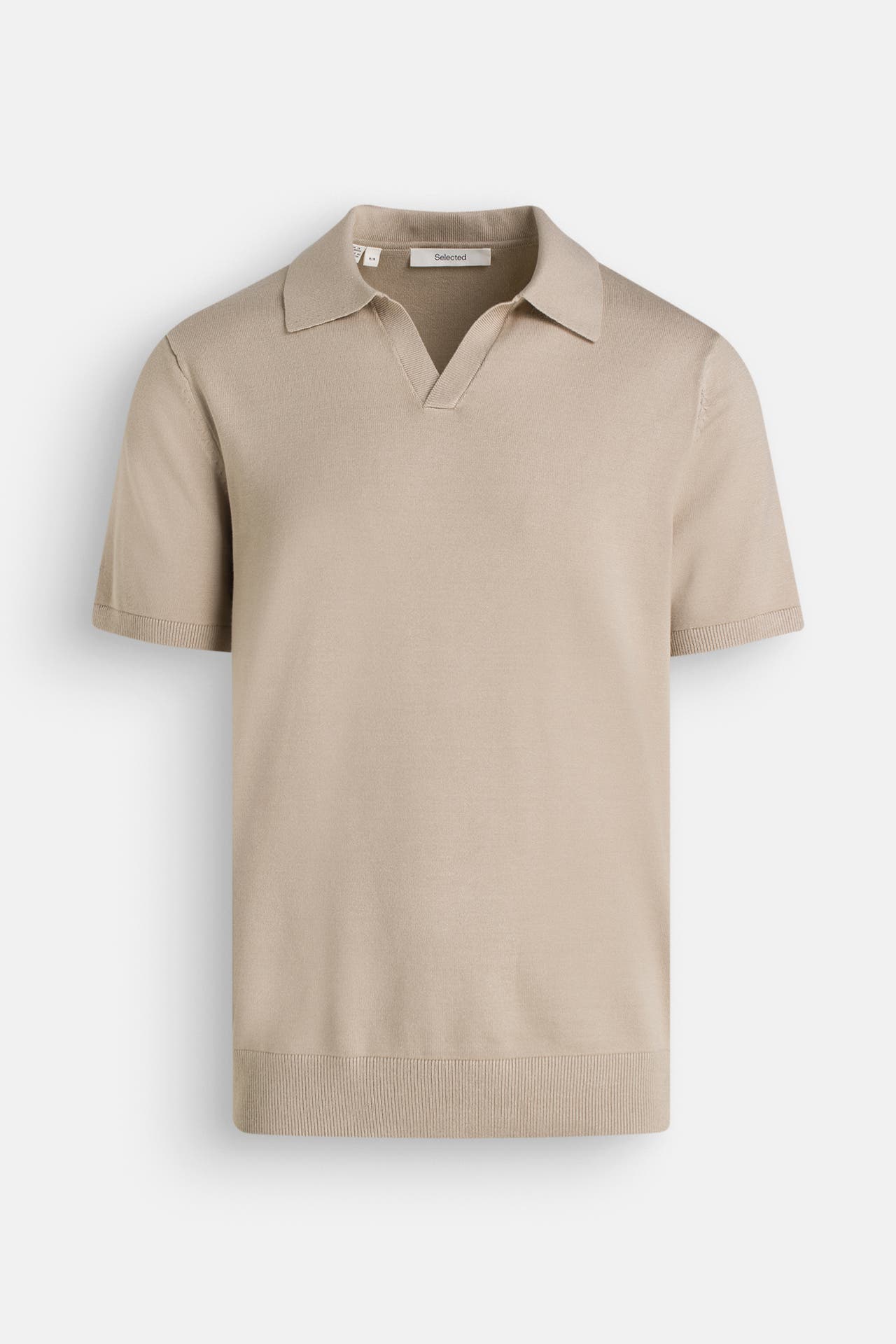 SELECTED Strick-Polo greige, Bild 1