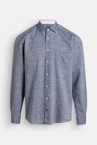 HECHTER Paris Leinenmix-Hemd graublau Regular Fit