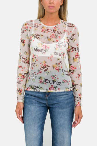 GUESS Mesh-Longsleeve gemustert