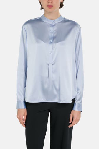 HERZENSANGELEGENHEIT Seidenmix-Bluse taubenblau