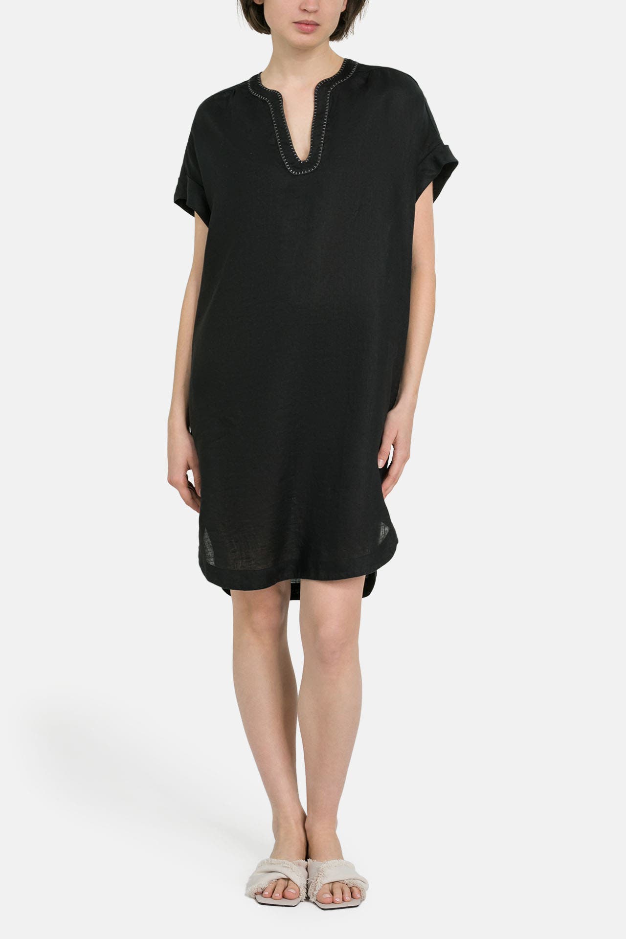 0039 ITALY Leinenmixkleid 'Noralie' schwarz, Bild 1