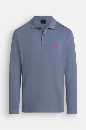 PEUTEREY Langarm-Polo 'Saber' graublau