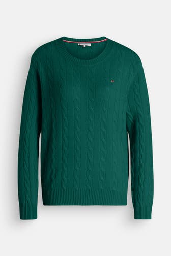 TOMMY HILFIGER Strickpullover dunkelgrün