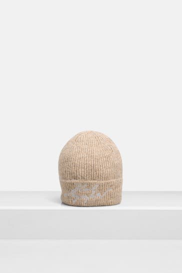 KARL LAGERFELD Beanie 'Kontrast' beige