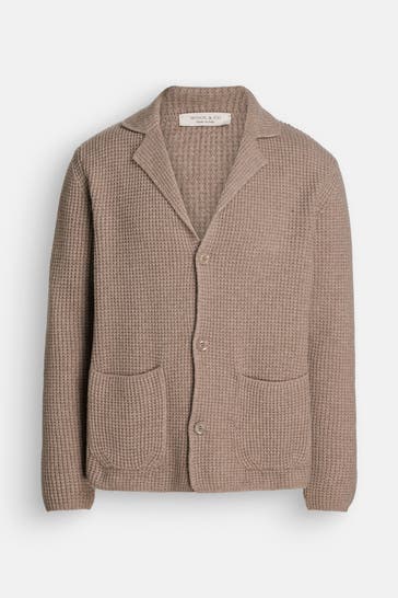 WOOL & CO Wollmix-Strickjacke greige