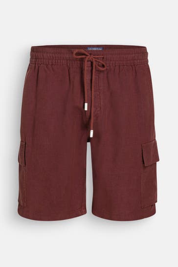 VILEBREQUIN Leinen-Shorts 'Baie' rotbraun