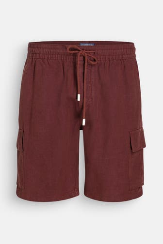 VILEBREQUIN Leinen-Shorts 'Baie' rotbraun