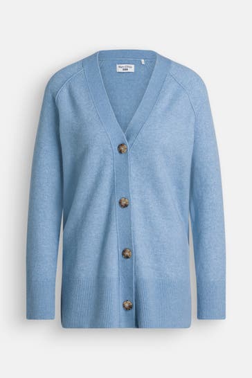 MARC O'POLO DENIM Wollmix-Strickjacke taubenblau