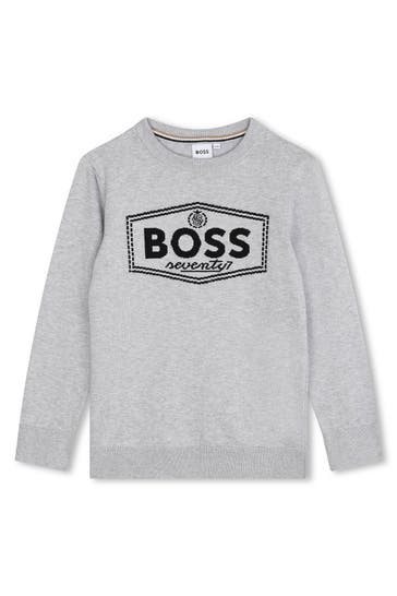 BOSS Strickpullover grau