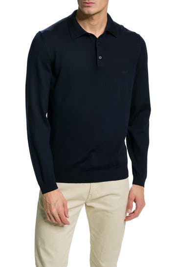 BOSS Strick-Polo 'Banet' dunkelblau