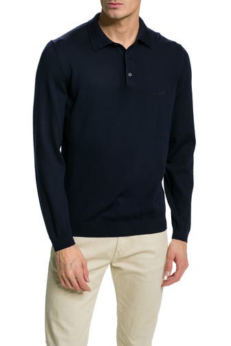 BOSS Strick-Polo 'Banet' dunkelblau