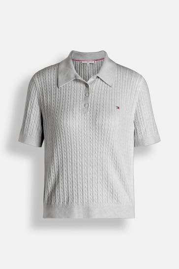 TOMMY HILFIGER Strick-Polo grau