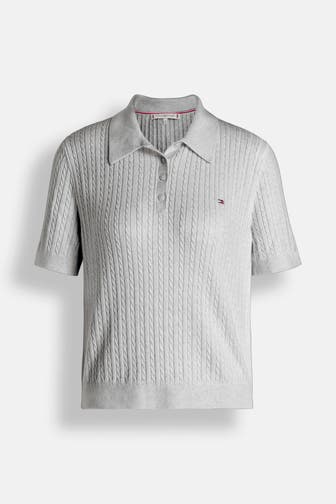 TOMMY HILFIGER Strick-Polo grau